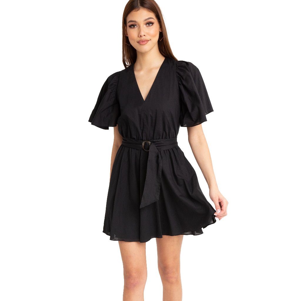 Black Halo "Keeno" Belted Dress Medium, Large